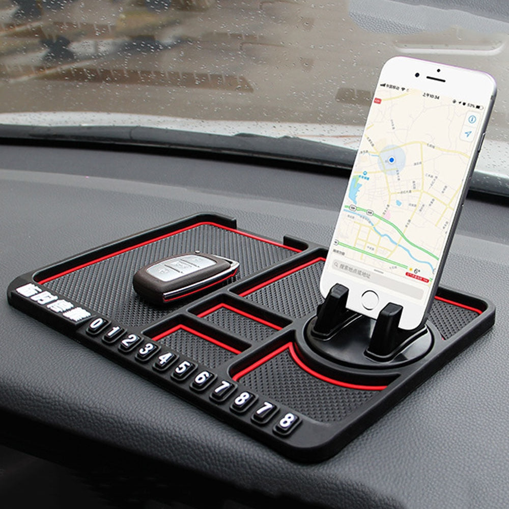 Tapis antidérapant en Silicone pour voiture support de téléphone Auto  antidérapant et collant pour tableau de bord BLACK