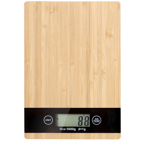 Balance de cuisine électronique en bois de bambou avec écran LCD - Livraison offerte