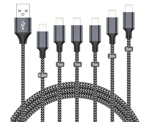 Jeu de 6 câbles pour Iphone - Livraison offerte