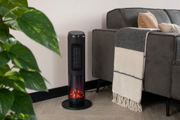 Radiateur Tour électrique portable avec télécommande effet flamme - Livraison offerte