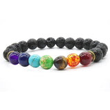 Bracelet "Guérison des 7 Chakras" en pierres de lave - Livraison offerte