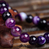Bracelet "Spiritualité" en Agates Violette - Livraison offerte