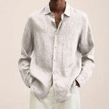 Chemise décontractée à manches longues en coton et lin - Livraison offerte