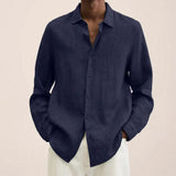 Chemise décontractée à manches longues en coton et lin - Livraison offerte