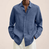 Chemise décontractée à manches longues en coton et lin - Livraison offerte
