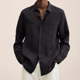Chemise décontractée à manches longues en coton et lin - Livraison offerte