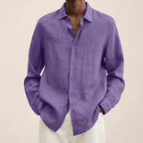 Chemise décontractée à manches longues en coton et lin - Livraison offerte