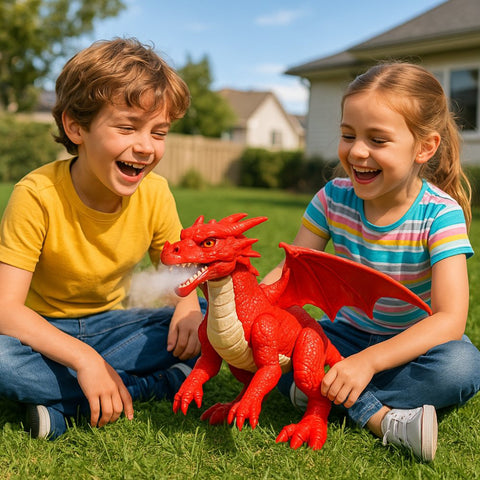 Dragon Coloré 35 cm Interactif Cracheur de Fumée avec lumières LED - Livraison offerte