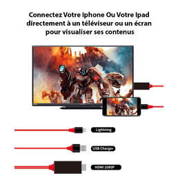 Câble HDMI Convertisseur Audio Vidéo iPhone Ipad - Livraison offerte