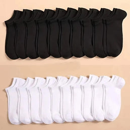 Lot de 20 paires de chaussettes unisexe légères et respirantes - Livraison offerte
