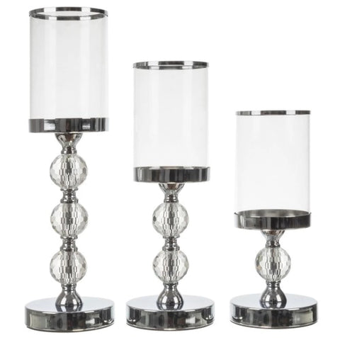 Lot de 3 bougeoirs-lanternes avec cristaux - Livraison offerte