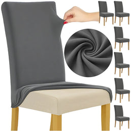 Lot de 6 housses de chaise en velours gris foncé - 65x40x35 cm - Livraison offerte