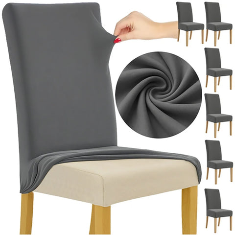 Lot de 6 housses de chaise en velours gris foncé - 65x40x35 cm - Livraison offerte