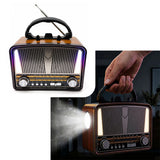 Radio FM/AM + enceinte Bluetooth style rétro avec éclairage LED et lumière torche intégrée - Livraison offerte