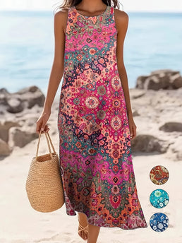 Robe d’été décontractée style bohème florale avec poches - Livraison offerte