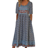 Robe longue ample d’été avec motifs floraux - Livraison offerte