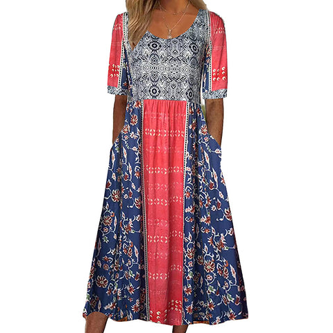 Robe longue ample d’été avec motifs floraux - Livraison offerte