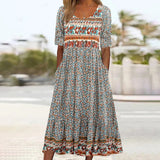 Robe longue ample d’été avec motifs floraux - Livraison offerte