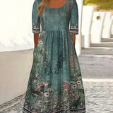 Robe longue ample d’été avec motifs floraux - Livraison offerte