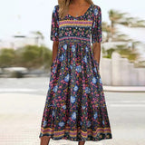 Robe longue ample d’été avec motifs floraux - Livraison offerte