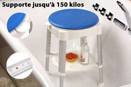 Tabouret de douche pivotant avec 4 pieds antidérapants - Livraison offerte