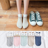 5 paires de socquettes originales en coton pour femmes et adolescentes