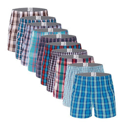 Lot de 8 caleçons à carreaux confortables et respirants 100% coton pour homme - Livraison offerte
