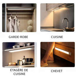 Lampe LED rechargeable avec détecteur de mouvement à intensité réglable fixable avec adhésif - Livraison offerte